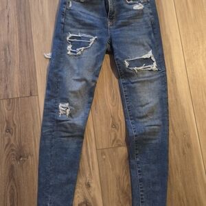 American Eagle Outfitters Ripped Blue Skinny Jeans